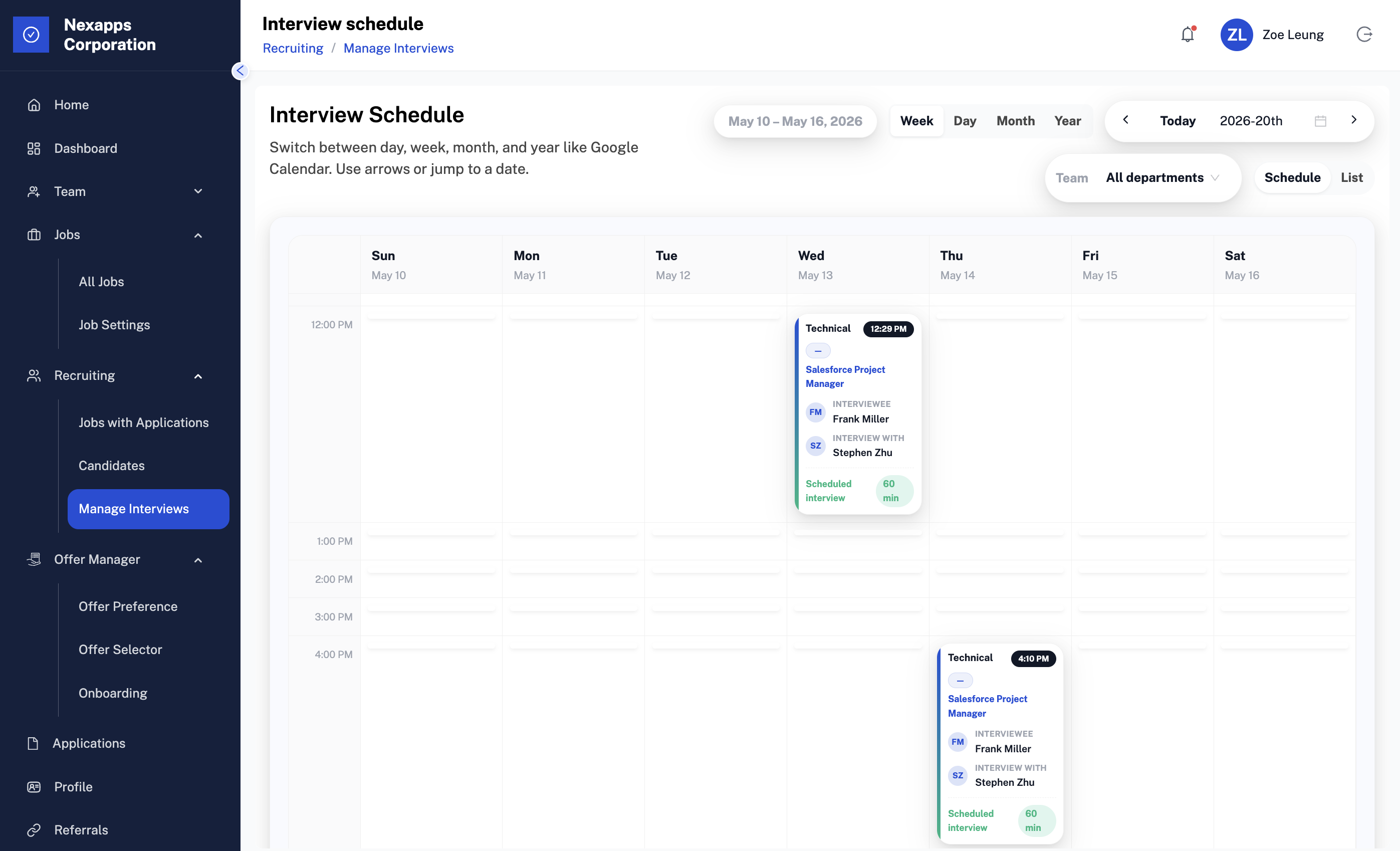 Partner Portal hiring dashboard